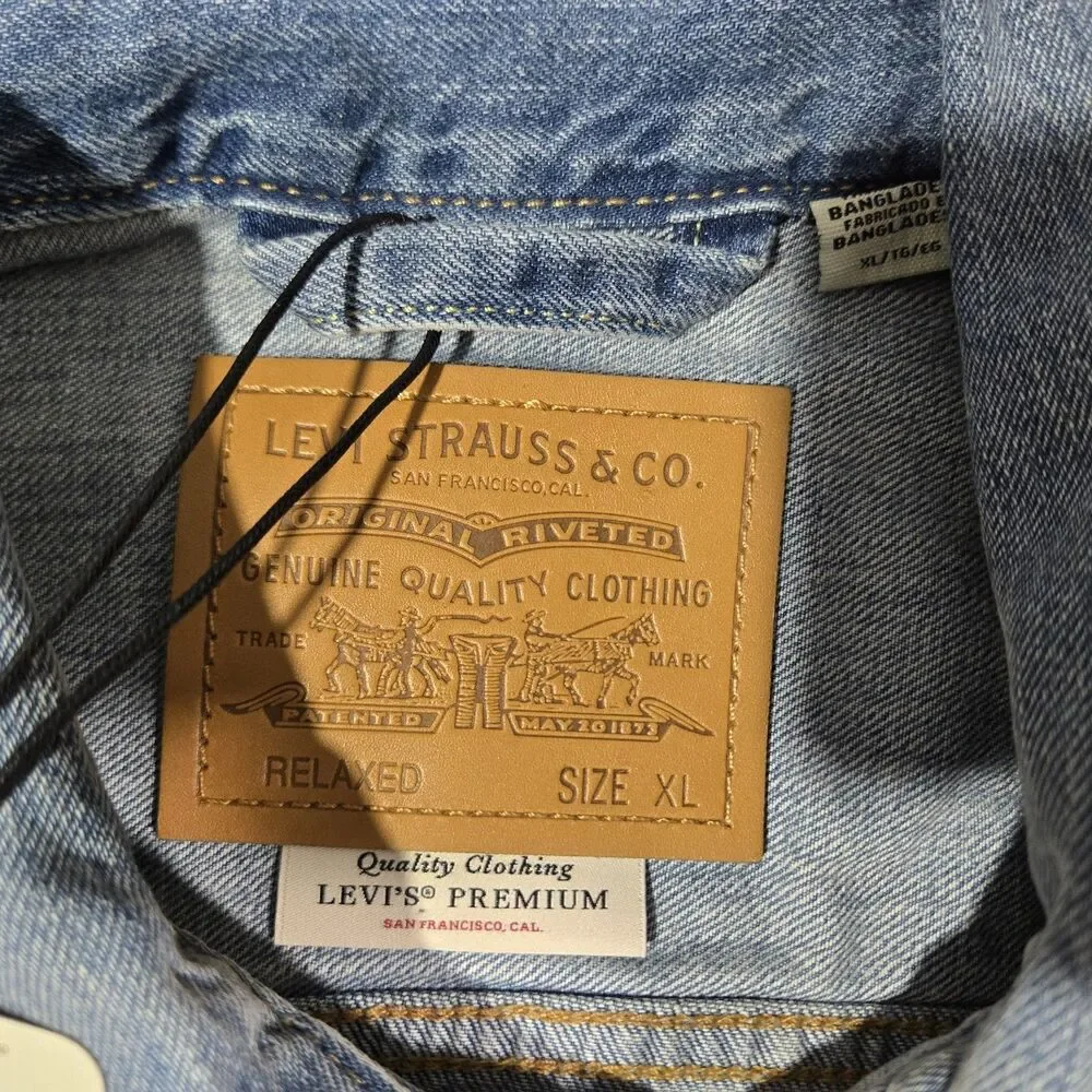 Levi's Premium Type II Two 2‎ Selvedge Denim Trucker Jacket Indigo Men Size XL